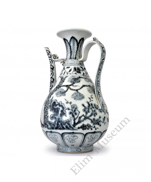 1379 A Ming B&W "Three-Friends" ewer